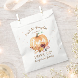 Pumpkin 2nd Birthday Girl Fall Floral  Favour Bags