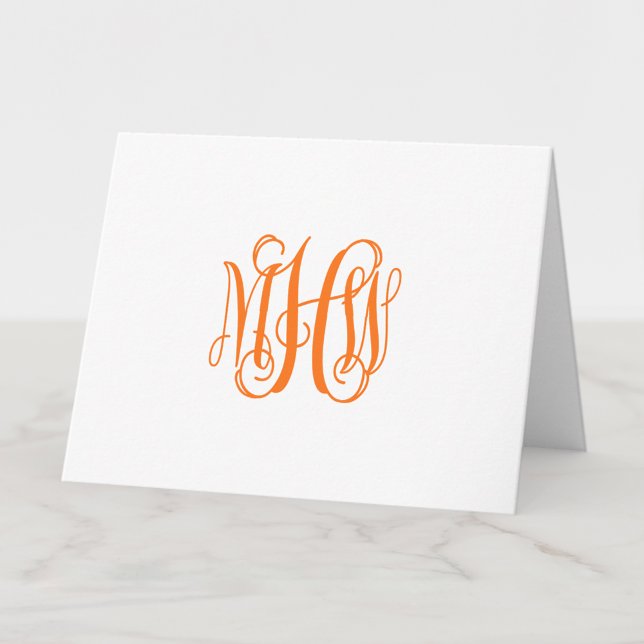 Pumpkin 3 Initial Vine Script Monogram DIY BG Thank You Card (Creator Uploaded)