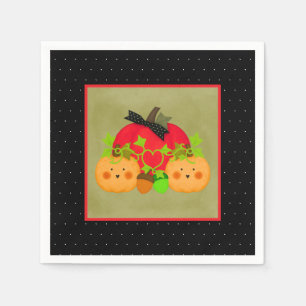 Pumpkin & Acorn October Halloween Bridal Napkin