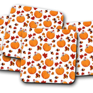 Pumpkin Acorns  Autumn Cork Drink Coaster