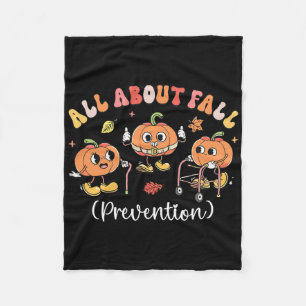 Pumpkin All About Fall Prevention Halloween Fleece Blanket