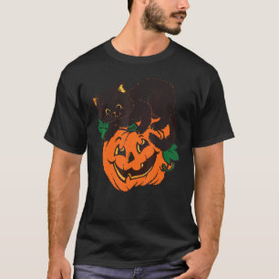 Pumpkin And Black Cat Halloween Vintage Costume Sw T-Shirt