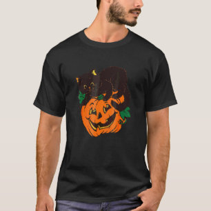 Pumpkin And Black Cat Halloween Vintage Costume T-Shirt