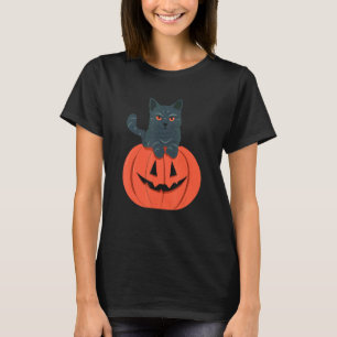 Pumpkin And Black Cat Halloween Vintage Custom T-Shirt