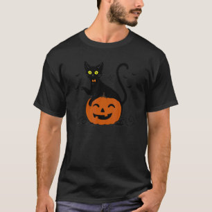 Pumpkin And Black Cat Halloween Vintage Custom T-Shirt