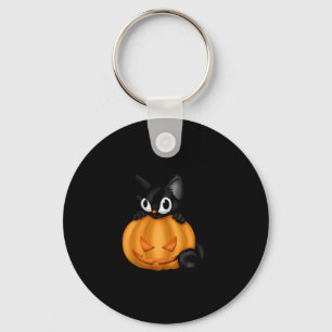 Pumpkin And Black Cat  Key Ring