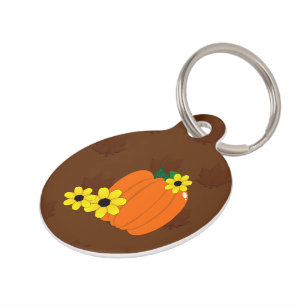 Pumpkin and Black-eyed Susans Pet Tag