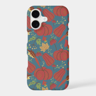 Pumpkin and carrot seamless pattern red and blue