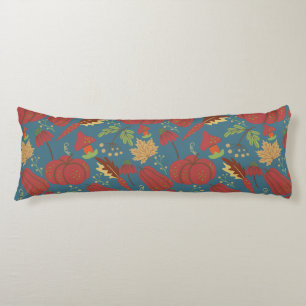 Pumpkin and carrot  seamless pattern red and blue body cushion