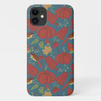 Pumpkin and carrot  seamless pattern red and blue
