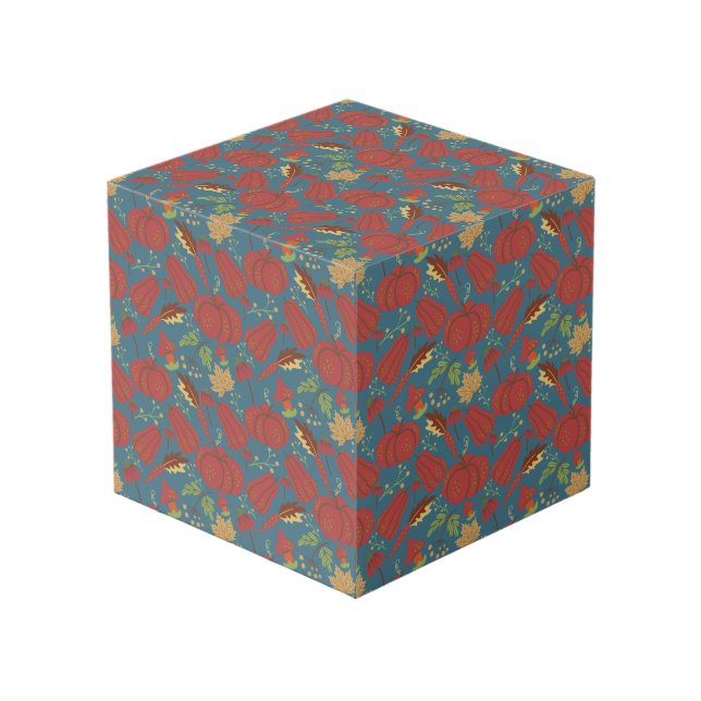 Pumpkin and carrot  seamless pattern red and blue cube (Front Angled)