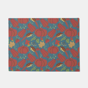 Pumpkin and carrot seamless pattern red and blue doormat