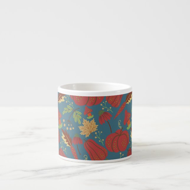 Pumpkin and carrot  seamless pattern red and blue espresso cup (Front)