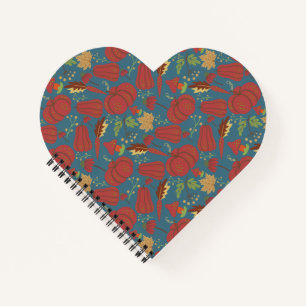Pumpkin and carrot seamless pattern red and blue notebook