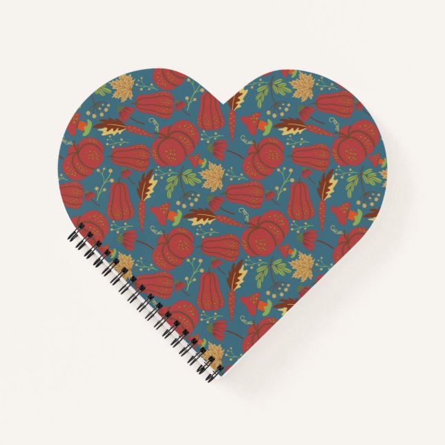 Pumpkin and carrot  seamless pattern red and blue notebook (Front)