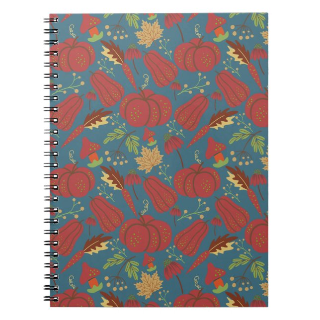 Pumpkin and carrot  seamless pattern red and blue notebook (Front)