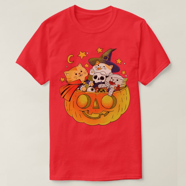 Pumpkin and Cats T-Shirt (Design Front)