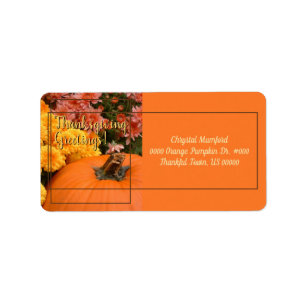 Pumpkin And Chrysanthemums / Thanksgiving Label