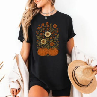 pumpkin and flower Tri-Blend shirt