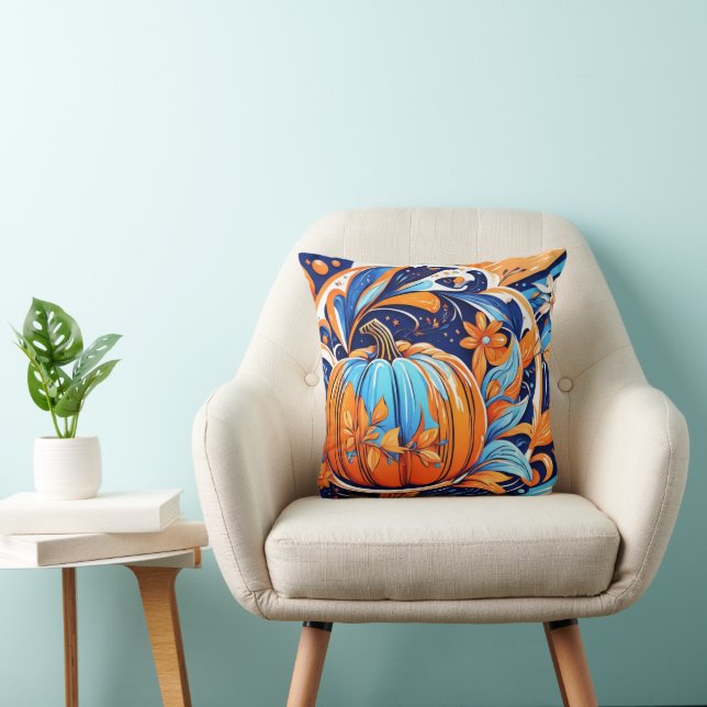 Pumpkin and Flowers Abstract Cushion (Chair)
