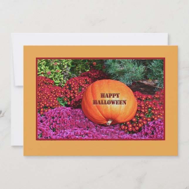  PUMPKIN AND FLOWERS/ HAPPY HALLOWEEN flat card (Front)