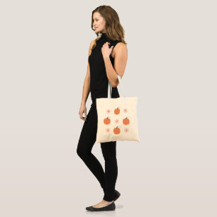 pumpkin and flowers in autumn tote bag