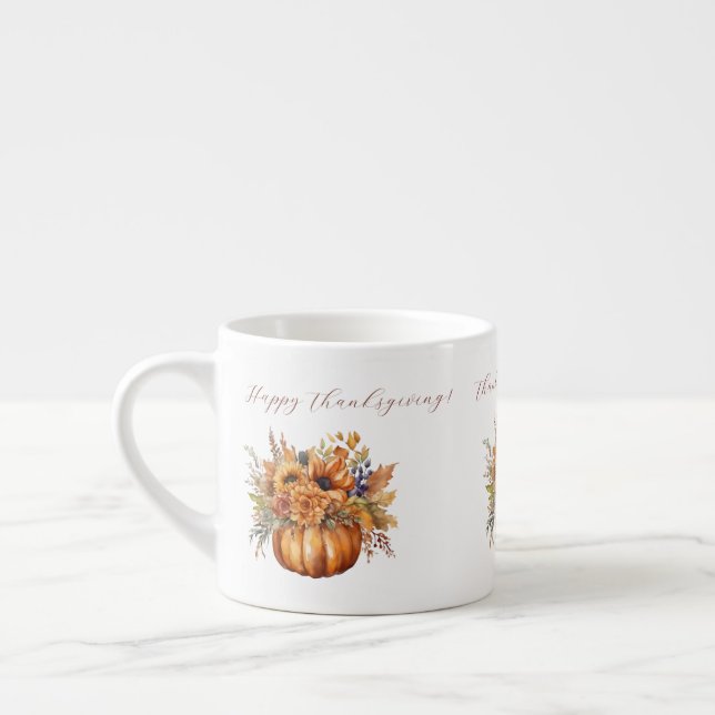 Pumpkin and Flowers-Thanksgiving- Espresso Cup (Left)