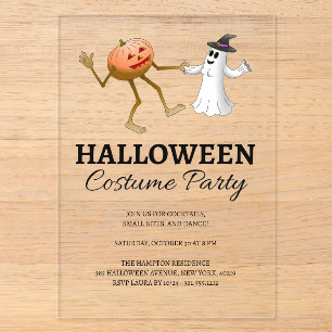 Pumpkin and Ghost Halloween Party Acrylic Invitations