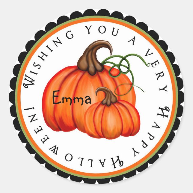 Pumpkin and Gourds Halloween Treat Stickers (Front)