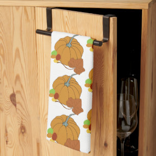 Pumpkin and leaf plus colourful candy tea towel