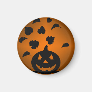 Pumpkin and Leaves Silhouette Magnet