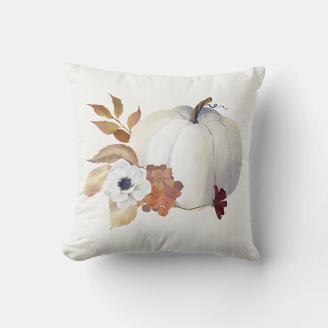 Pumpkin and Magnolia Fall Colours Cushion (Front)