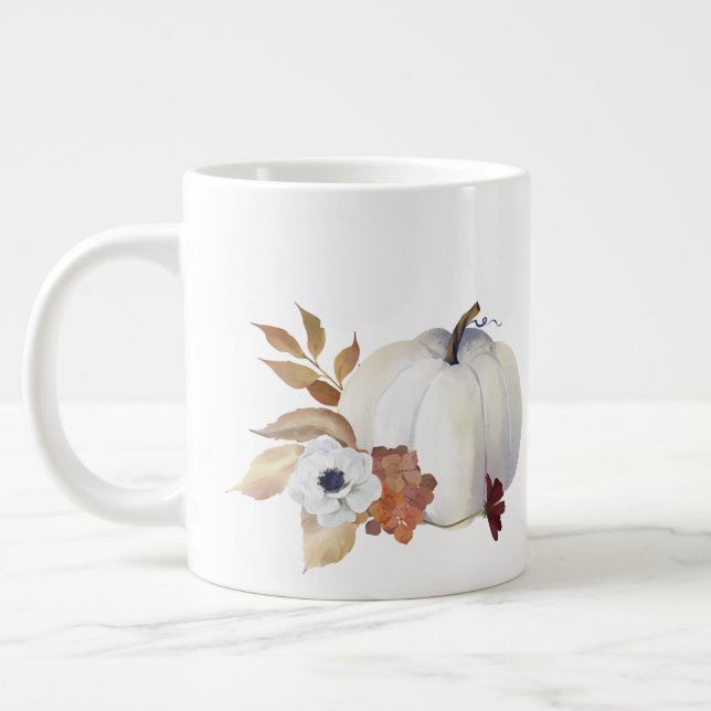 Pumpkin and Magnolia Fall Colours Large Coffee Mug (Left)