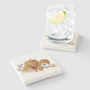 Pumpkin and Magnolia Fall Colours Stone Coaster