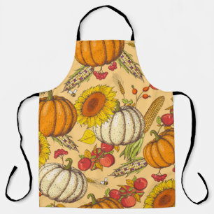Pumpkin and Maple Leaves Pattern. Apron