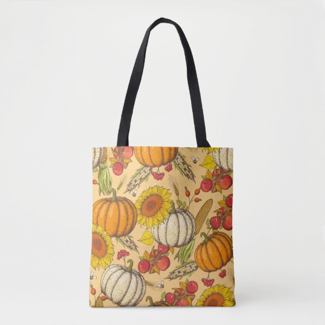 Pumpkin and Maple Leaves Pattern. Tote Bag (Front)