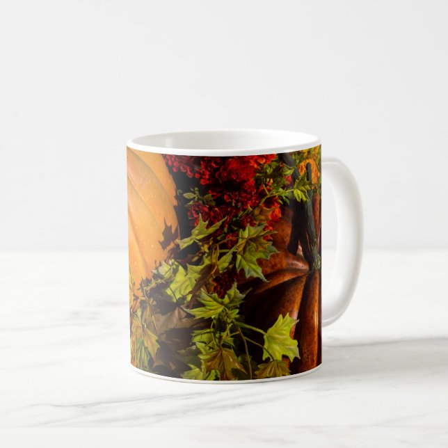 Pumpkin And Mum Arrangement Coffee Mug (Front Right)