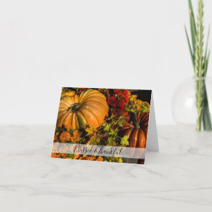Pumpkin and Mum Arrangement Thanksgiving Holiday Card