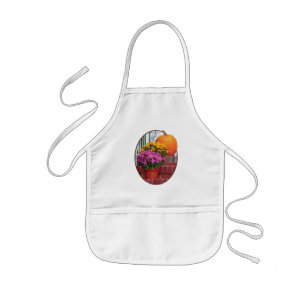 Pumpkin and Mums on Steps Kids Apron