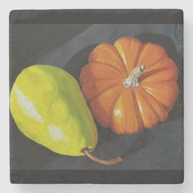 Pumpkin and Pear Stone Coaster (Front)