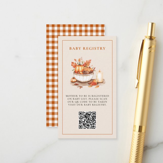 Pumpkin and Spice and Everything Nice Baby Shower Enclosure Card (Front/Back In Situ)