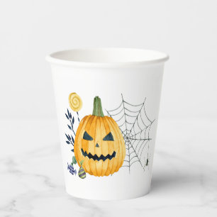 Pumpkin and spiderweb paper cups