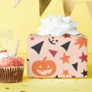 Pumpkin and Stars Halloween Wrapping Paper