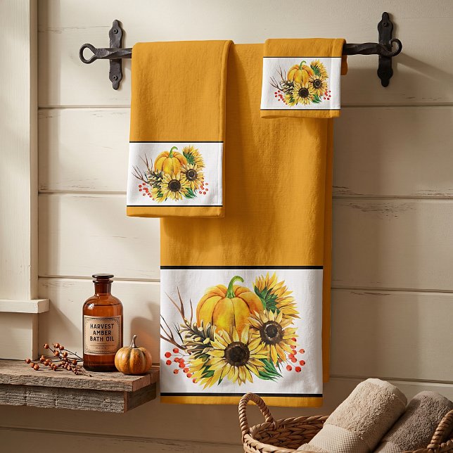Pumpkin and sunflowers bath towel set (Creator Uploaded)