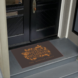 Pumpkin and vine happy halloween family doormat