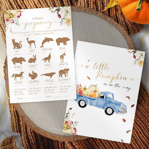 Pumpkin Animal Pregnancy Fall Baby Shower Game Invitation
