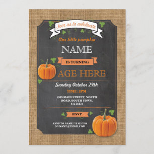 Pumpkin Any Age Birthday Party Boy Girl Invite