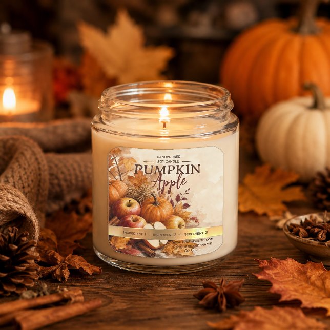Pumpkin Apple Autumn Candle Label | Cosy Fall (Pumpkin Apple Autumn Candle Label | Cozy Fall)