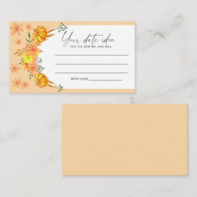 Pumpkin arch Date night ideas \ Date jar  Enclosure Card (Front/Back)