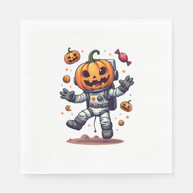 Pumpkin Astronaut – Spooky Space Explorer Shirt Napkin (Front)